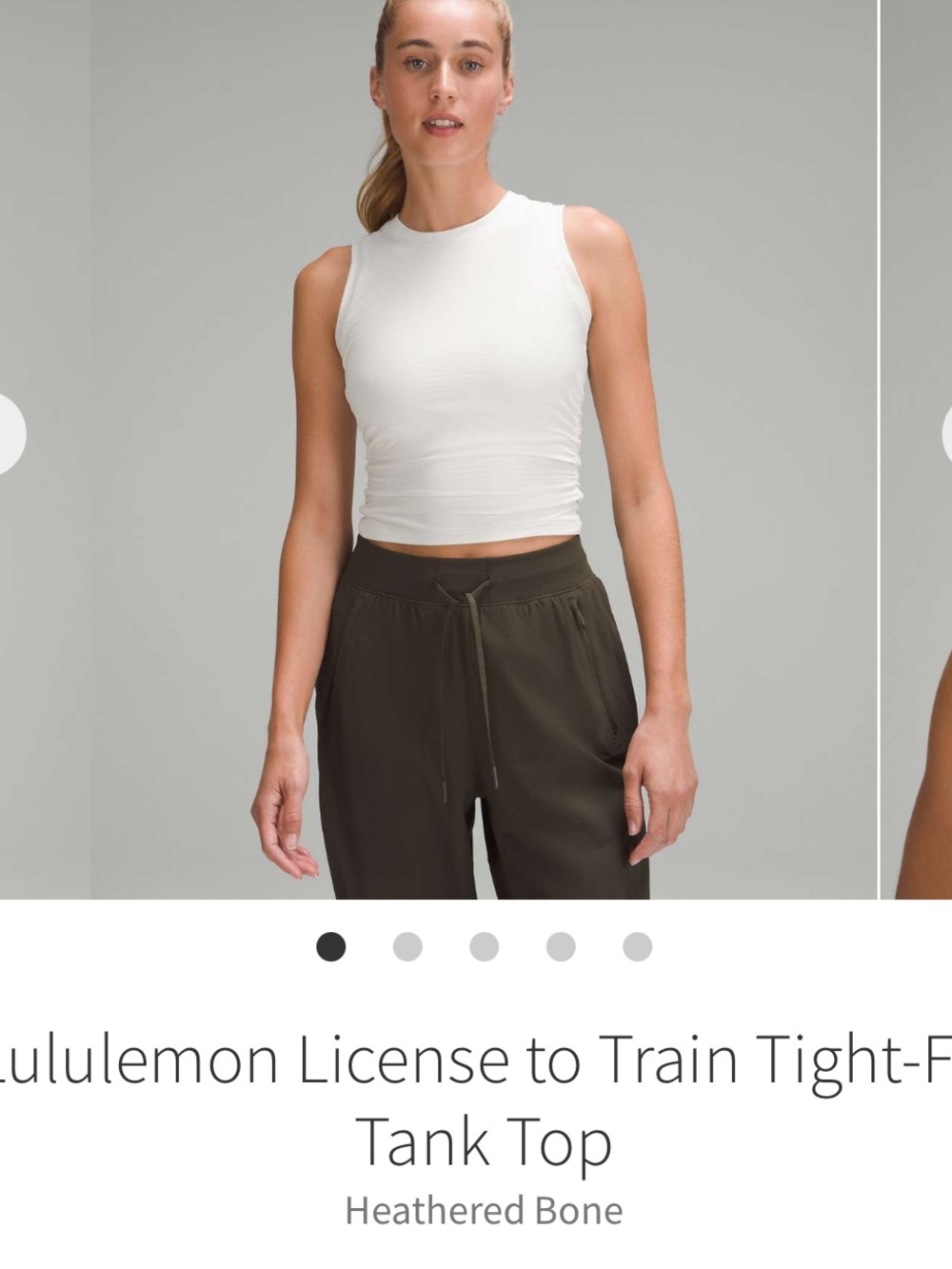 lululemon athletica Heathered Bone Sleeveless Crop Tank Top - White